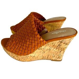 Charles David Orange Woven Wedges
